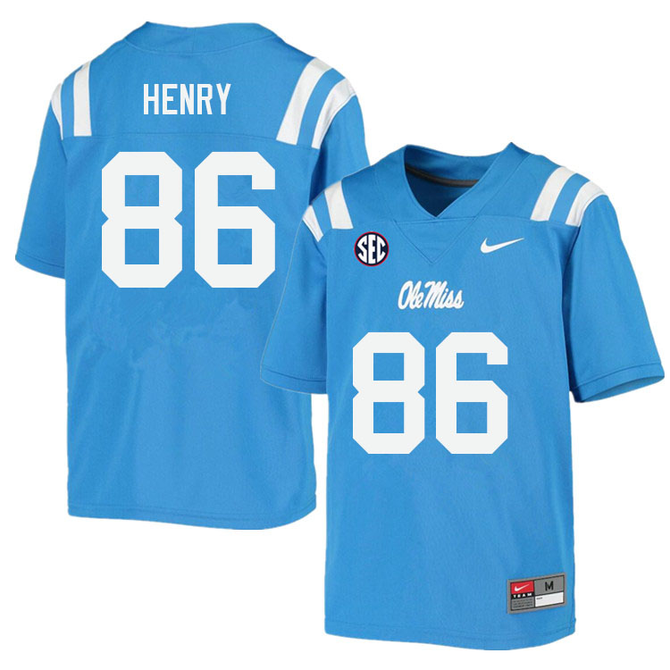 JJ Henry Ole Miss Rebels NCAA Men's Powder Blue #86 Stitched Limited College Football Jersey KHB8758RU